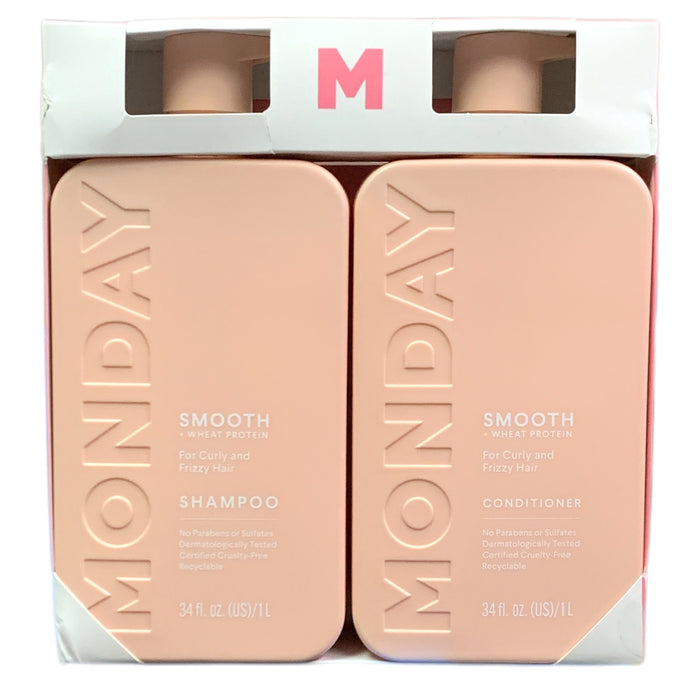 MONDAY Haircare Smooth + Wheat Protein Shampoo and Conditioner Set, 34oz each