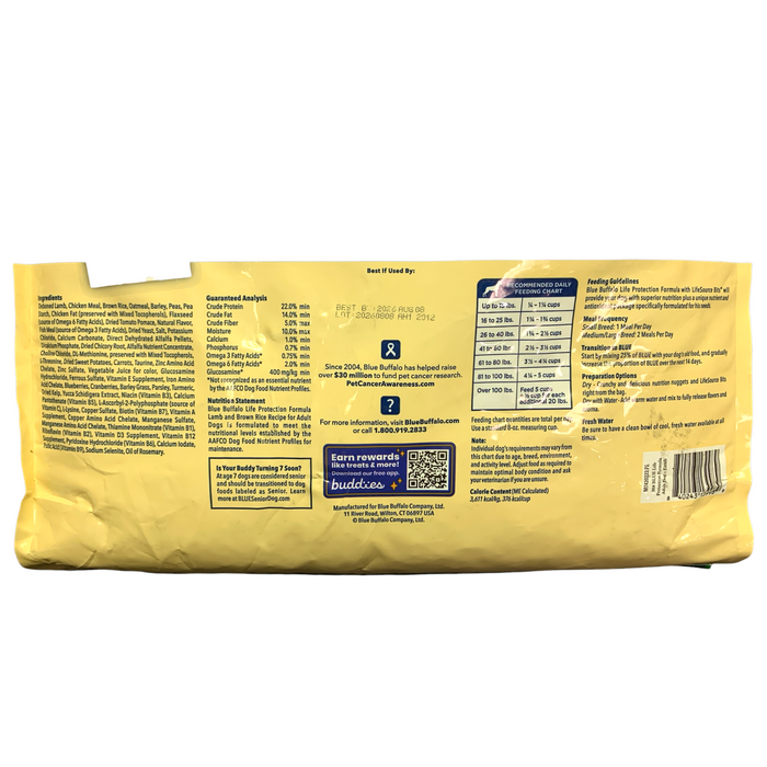 Blue Buffalo Life Protection Formula Adult Dog Food, Lamb and Brown Rice, 36lbs.