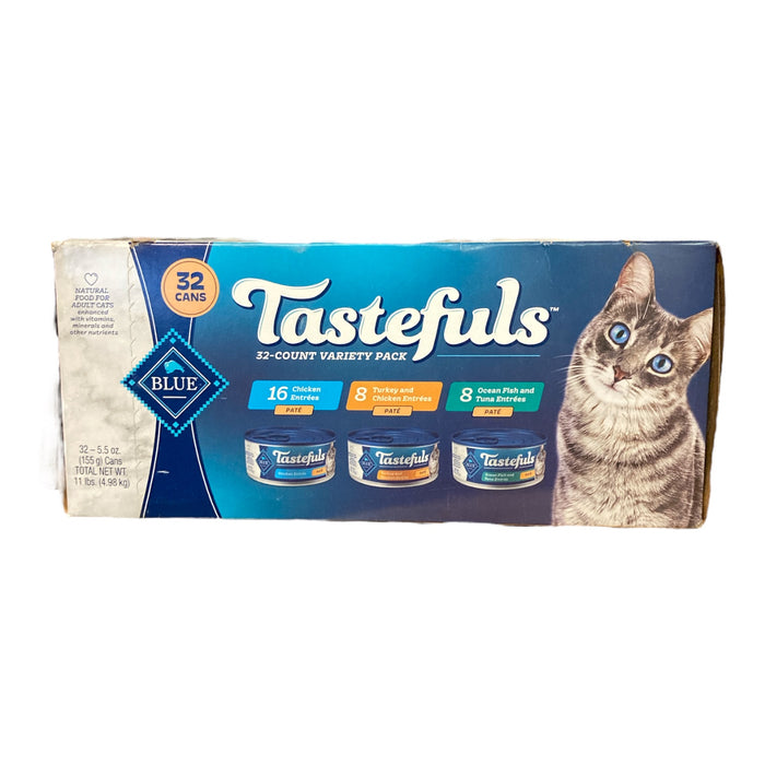 Blue Buffalo Tastefuls Pate Wet Cat Food Variety Pack 5.5 Ounce (Pack of 32)