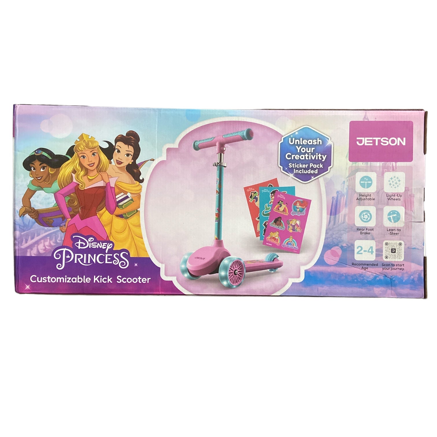 Jetson Customizable ThreeWheel Kick Scooter, Disney Princess