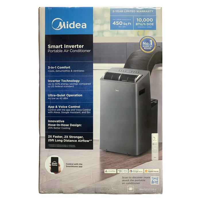 Midea 3-in-1 Smart Inverter Portable Air Conditioner, For Large Rooms, 10,000BTU