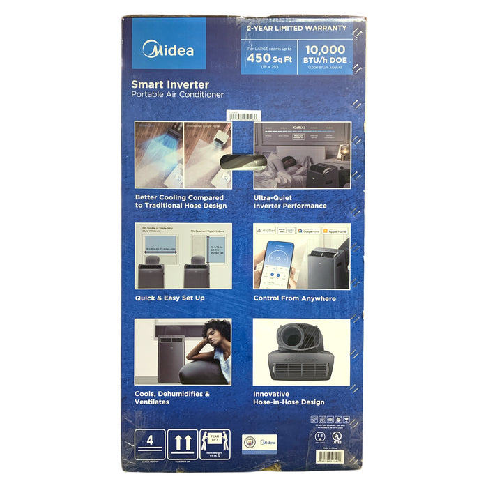 Midea 3-in-1 Smart Inverter Portable Air Conditioner, For Large Rooms, 10,000BTU