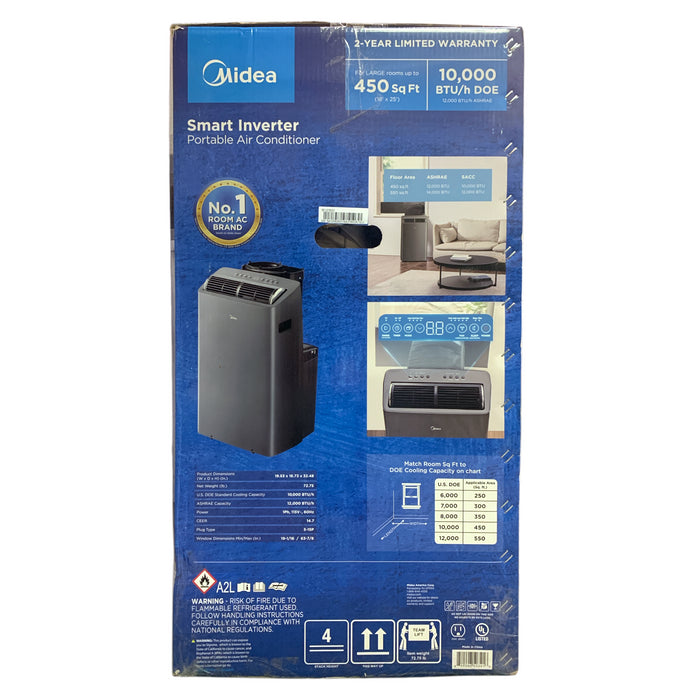 Midea 3-in-1 Smart Inverter Portable Air Conditioner, For Large Rooms, 10,000BTU