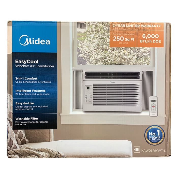 Midea EasyCool Window Air Conditioner with Remote, 6,000BTU/250sq.ft.