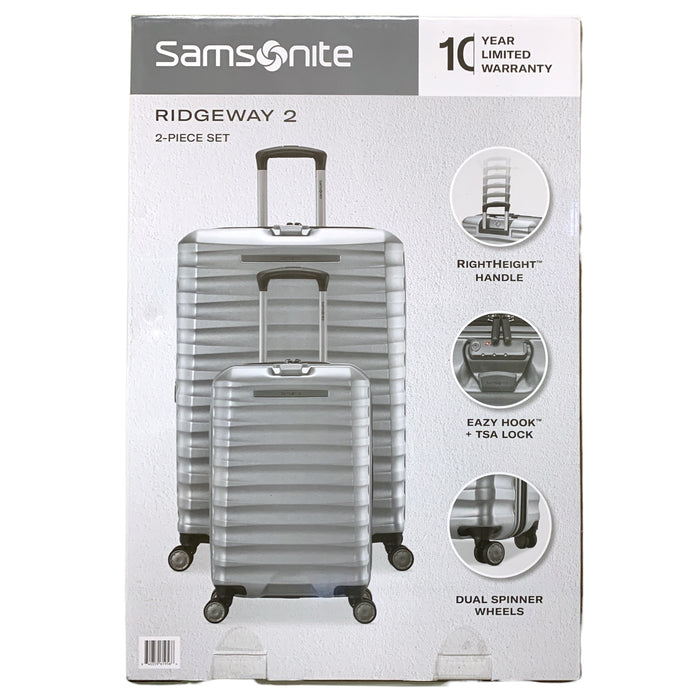 Samsonite Ridgeway II 2pc Hardside Set, Checked & Carry-On Spinners, Silver