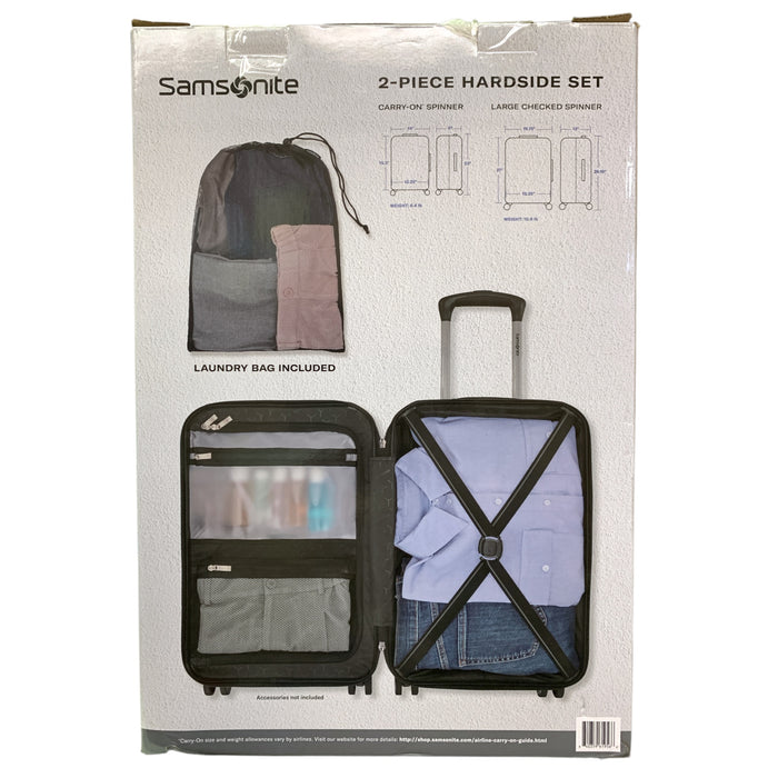 Samsonite Ridgeway II 2pc Hardside Set, Checked & Carry-On Spinners, Silver