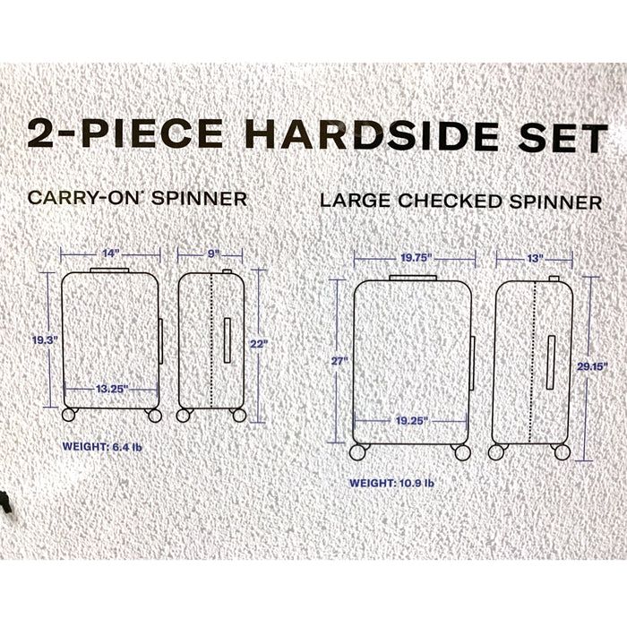Samsonite Ridgeway II 2pc Hardside Set, Checked & Carry-On Spinners, Silver