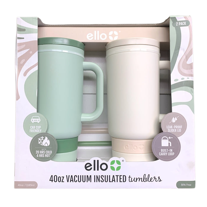 Ello Port 40-oz. Stainless Steel Leak-Proof Easy Clean Tumbler with Handle, 2pk