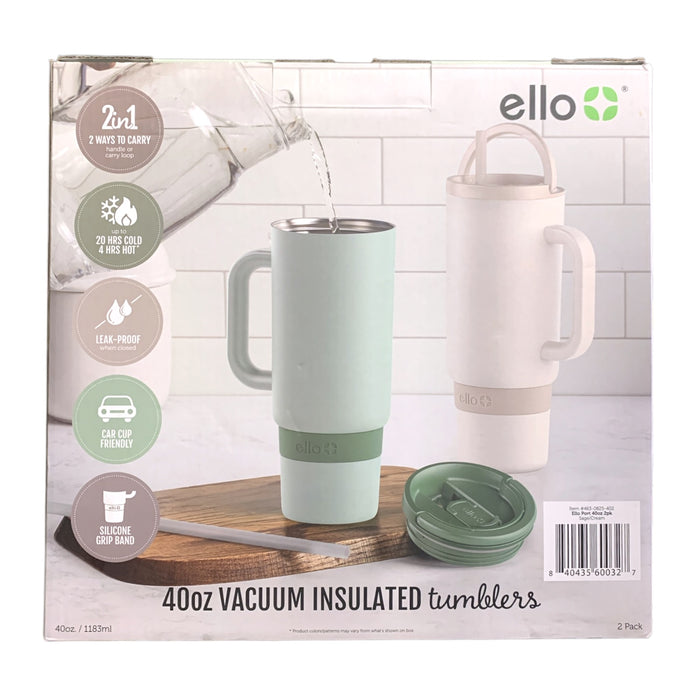 Ello Port 40-oz. Stainless Steel Leak-Proof Easy Clean Tumbler with Handle, 2pk