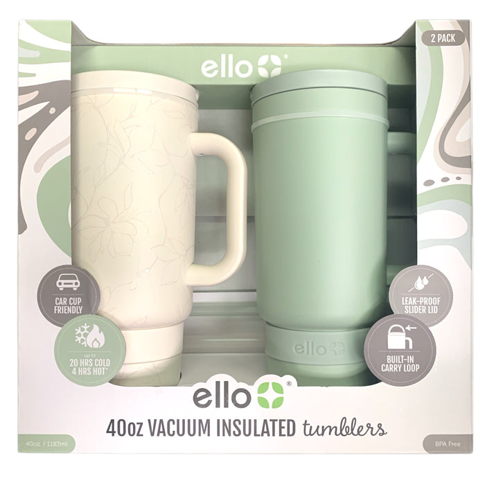 Ello Port 40-oz. Stainless Steel Leak-Proof Easy Clean Tumbler with Handle, 2pk