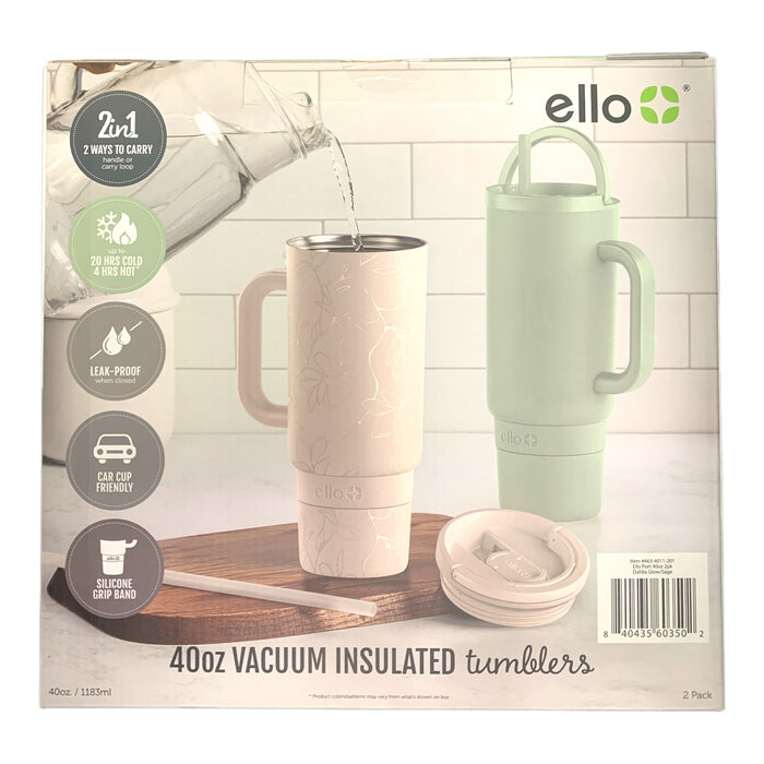 Ello Port 40-oz. Stainless Steel Leak-Proof Easy Clean Tumbler with Handle, 2pk