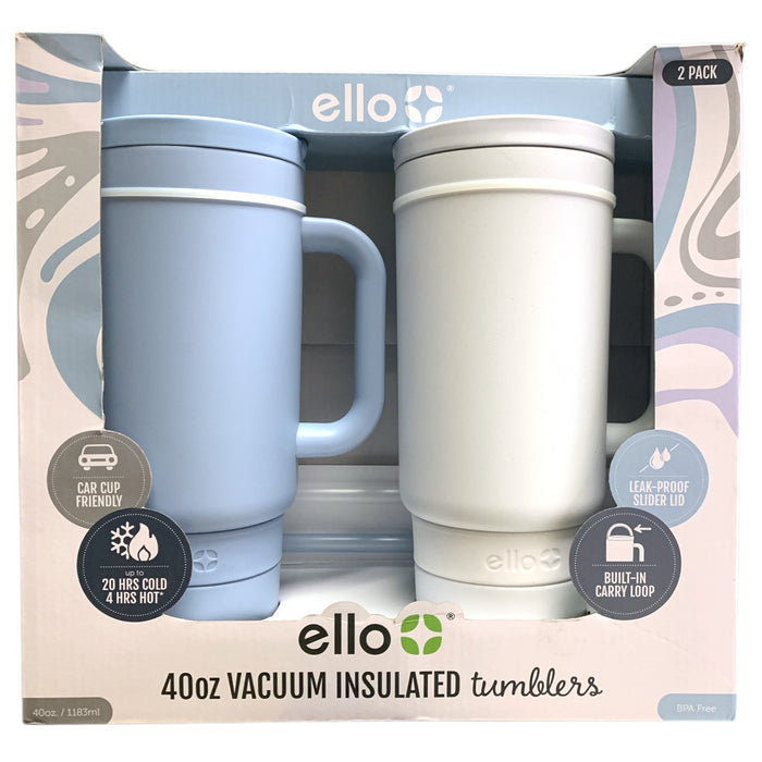 Ello Port 40-oz. Stainless Steel Leak-Proof Easy Clean Tumbler with Handle, 2pk