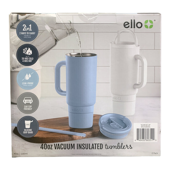 Ello Port 40-oz. Stainless Steel Leak-Proof Easy Clean Tumbler with Handle, 2pk