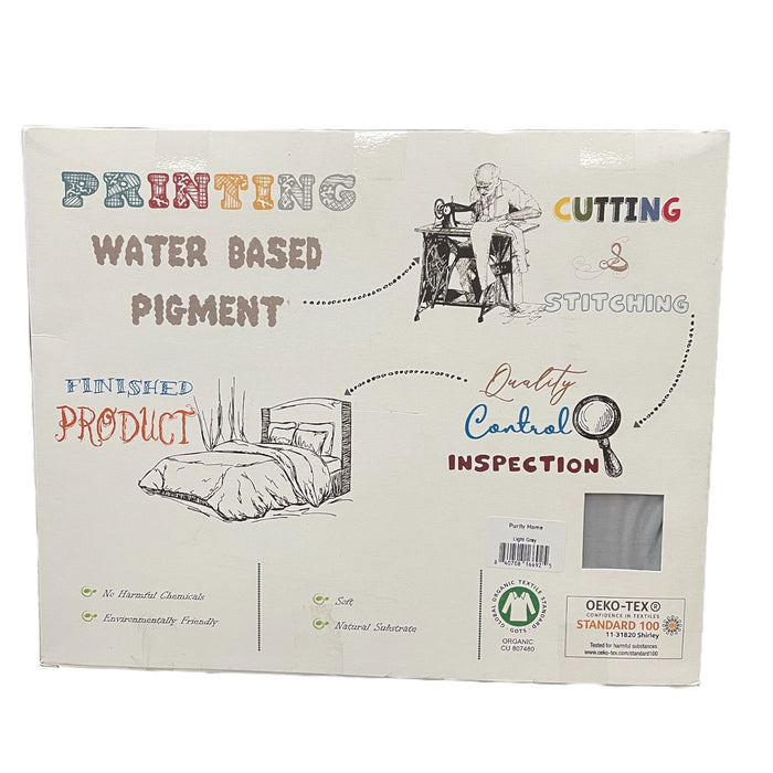 Purity Home Solid 300 Thread Count 4 Piece Sheet Set, Queen, Light Gray