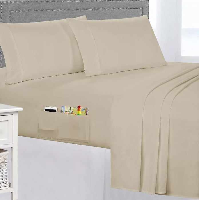 Swift Home Microfiber Smart Sheet 3 Piece Set With 8" Side Storage Pockets