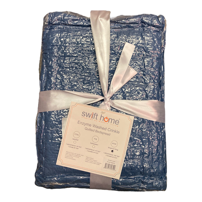 Crinkle Enzyme Wash Quilted Ultra-Soft Microfiber Coverlet/Bedspread