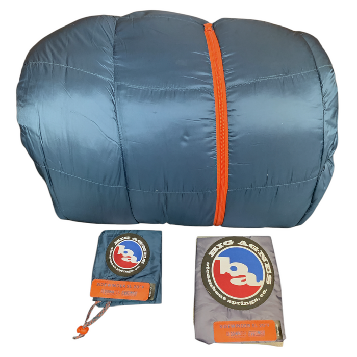 Big Agnes Sidewinder SL 20 Mummy Sleeping Bag (650 DownTek), Regular, Blue