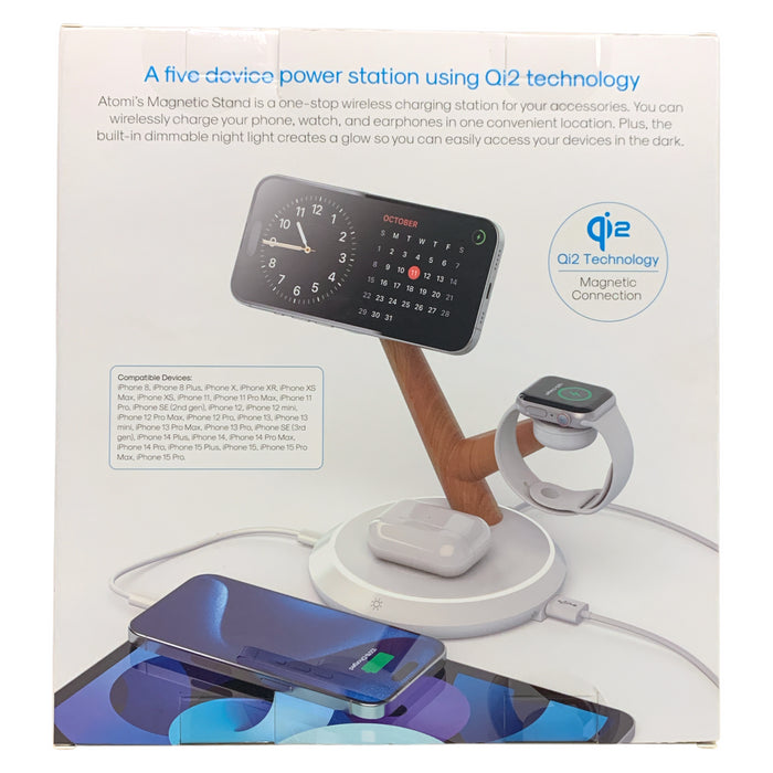 Atomi Qi2 Magnetic Wireless Charging Stand - Phone, Watch and Earbud Charging