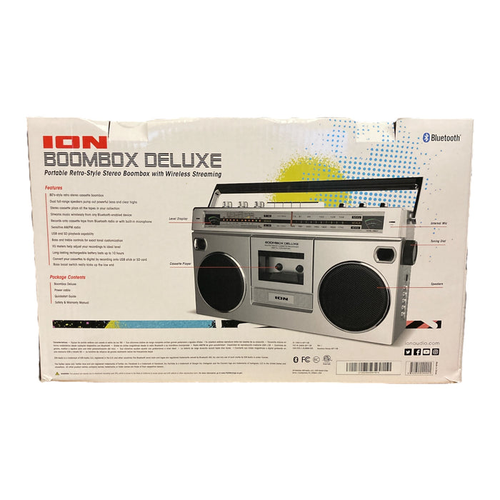 ION Audio - Retro Boombox with AM/FM Radio - Silver