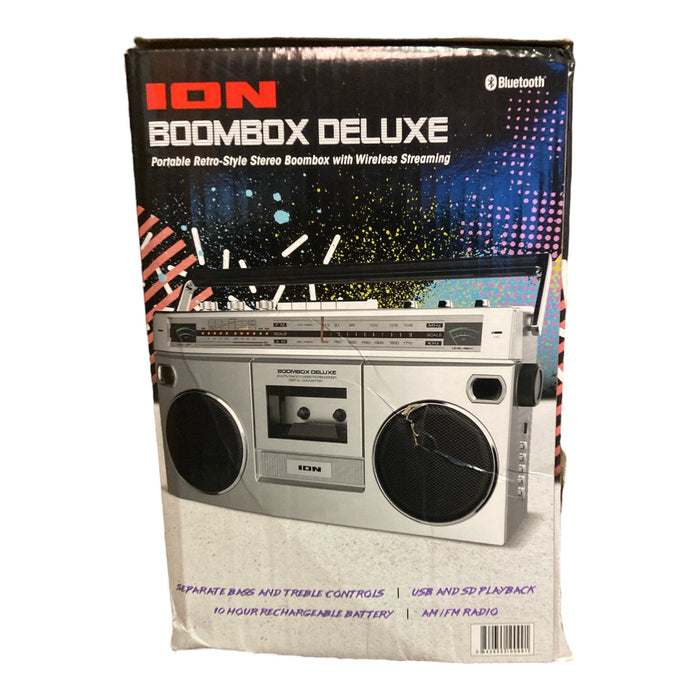 ION Audio - Retro Boombox with AM/FM Radio - Silver