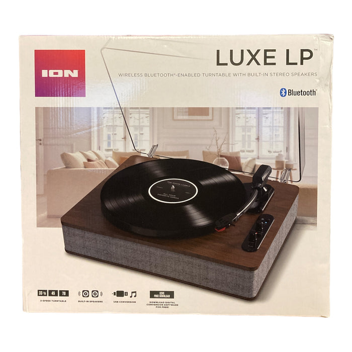 ION Audio Luxe LP 3 Speed Full Size Bluetooth Vinyl Record Player with Speakers