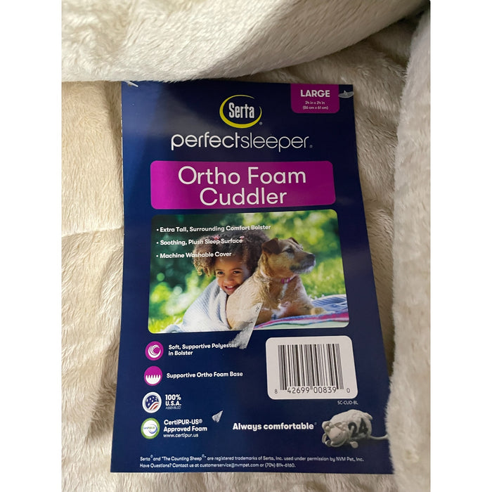 Serta Perfect Sleeper Orthopedic Cuddler Pet Bed, 34" x 24", Light Blue