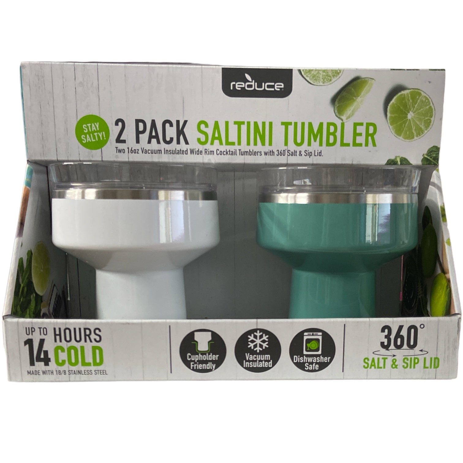 Reduce Vacuum Insulated Stainless Steel Saltini Tumbler 16 Oz 2 Pk, Gr ...