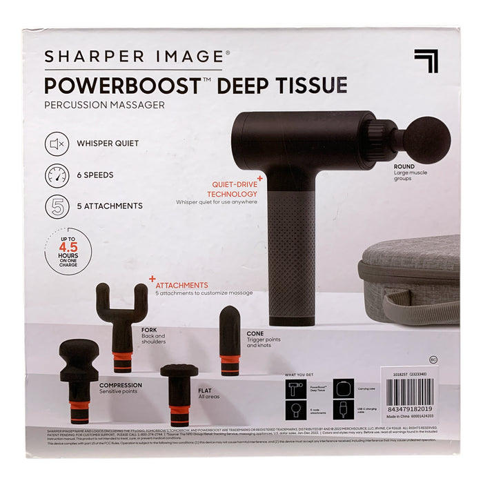 Sharper Image Powerboost Comfort Grip Deep Tissue Hand-Held Percussion Massager