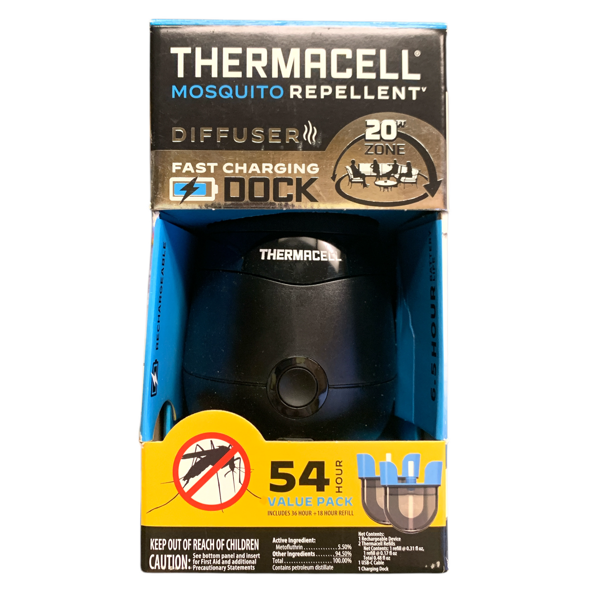 Thermacell E65 Rechargeable Mosquito Repellent Diffuser, 20ft Zone, Fa ...
