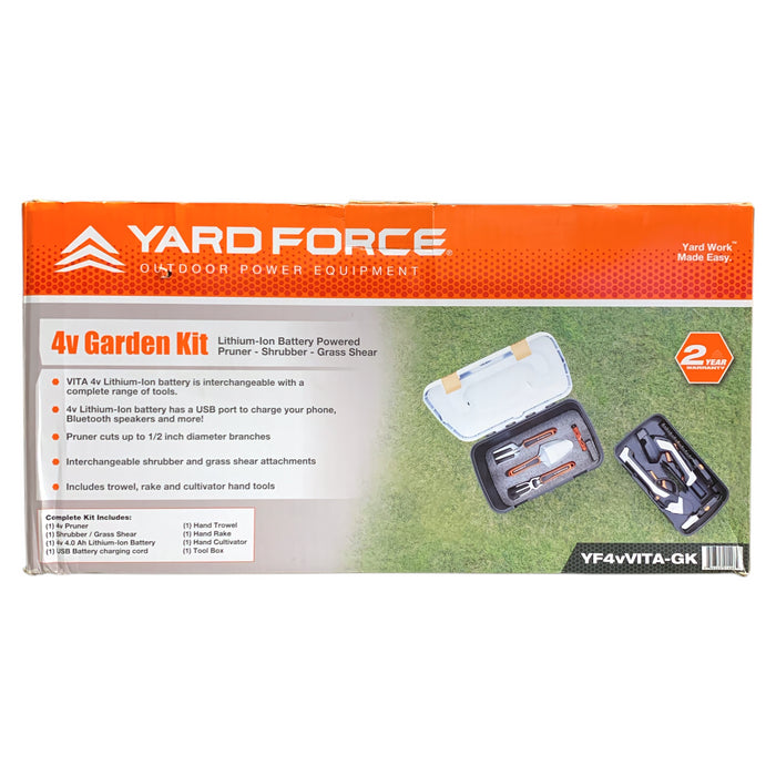 Yard Force Vita 8-Piece Rechargeable 4V Lithium-Ion Battery Powered Garden Kit