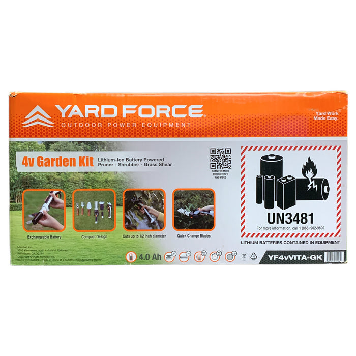 Yard Force Vita 8-Piece Rechargeable 4V Lithium-Ion Battery Powered Garden Kit