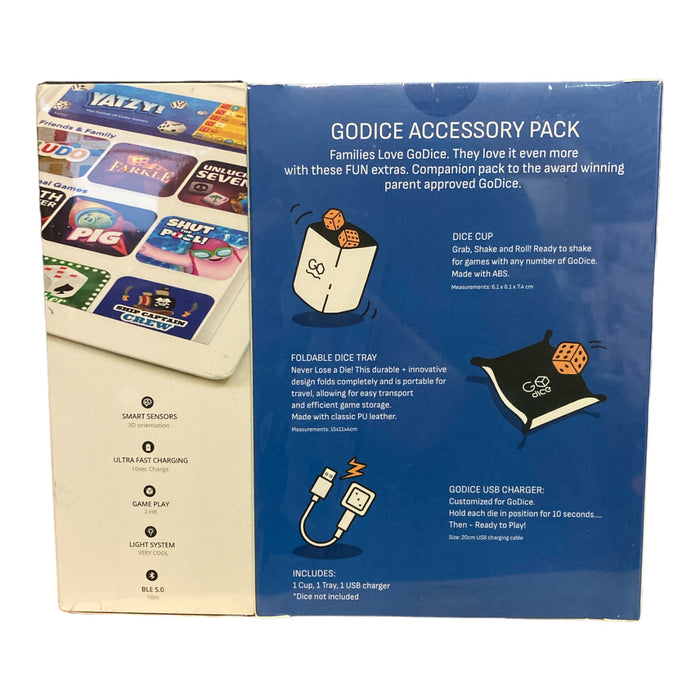 Go Dice Pro Pack with Accessory Pack Dice Tray, Dice Cup, USB Charger