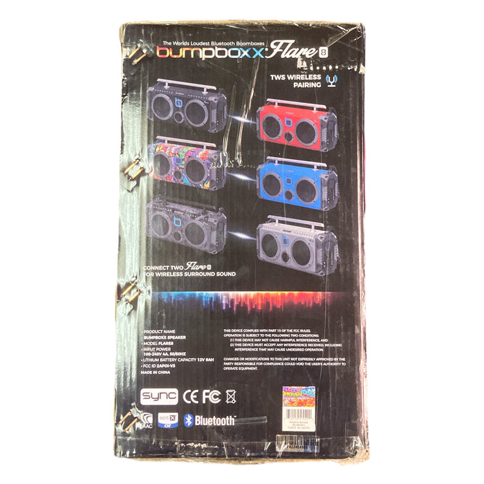 Bumpboxx Flare8 Bluetooth Boombox, Microphone and Strap in NYC Graffiti