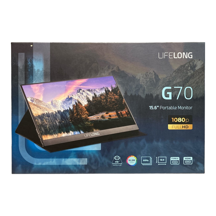 Lifelong G70 15.6" FHD 1080p Portable Monitor with USB-C and Mini HDMI