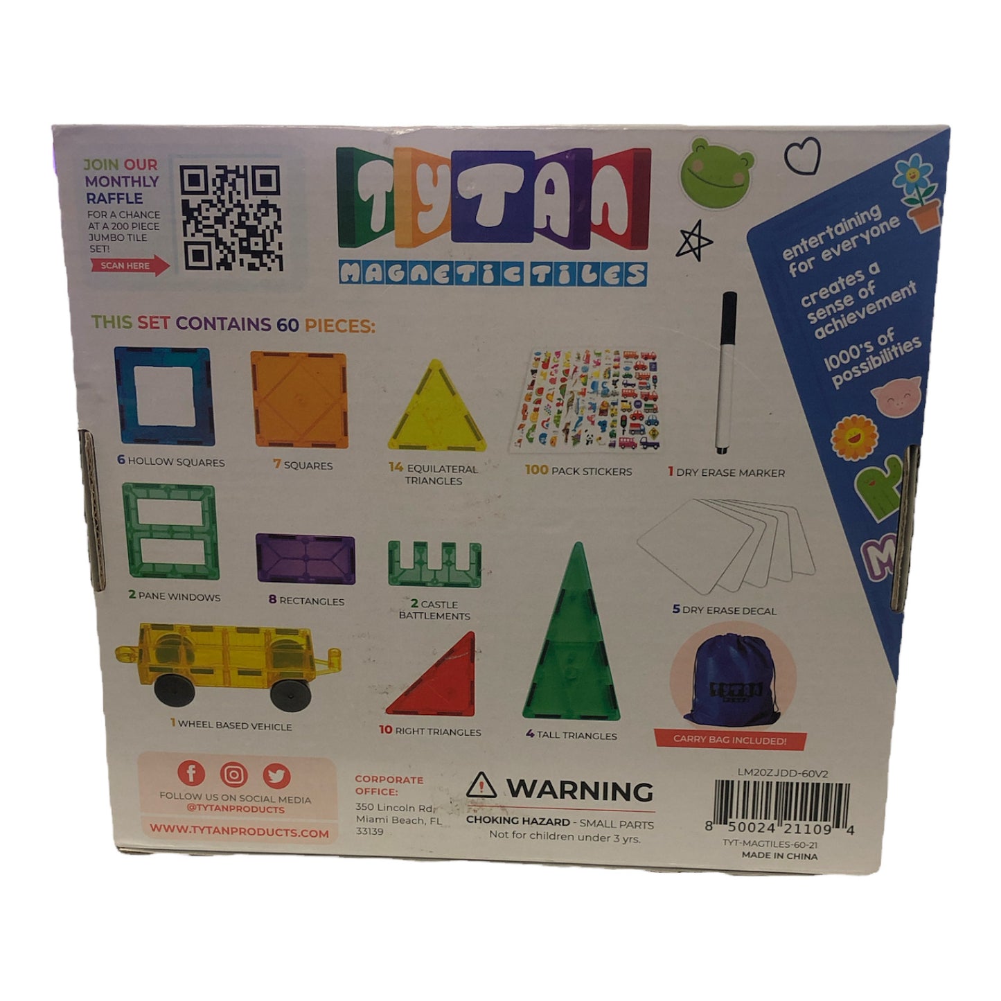 Tytan Magnetic Learning Tiles & Building Block Kit, 60 Pieces