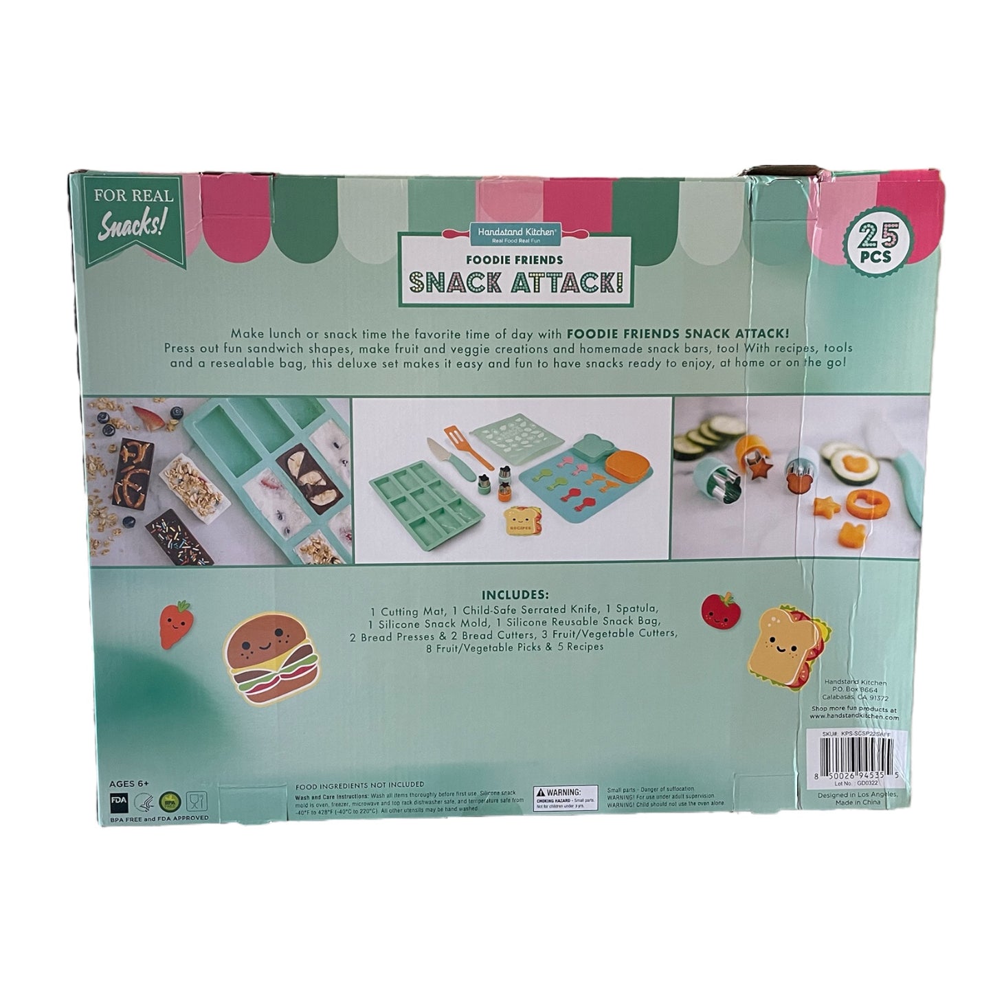 Snack Attack! 25 Piece Kids Food Prep Set for Real Foods, Foodie Friends