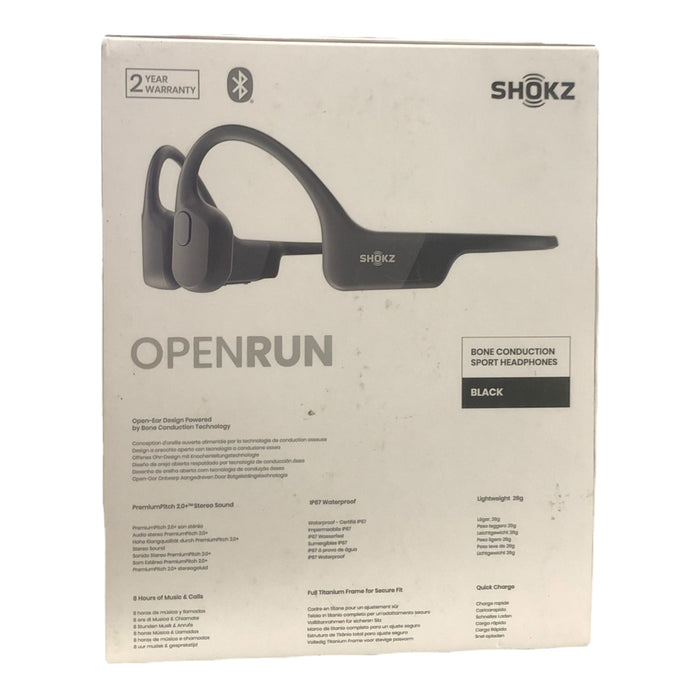 Shokz Open Run Wireless Bone Conduction Sport Headphones - Black