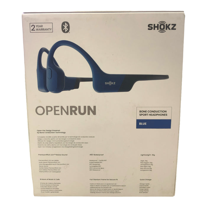 Shokz OpenRun Bone Conduction Open-Ear Endurance Headphones, Blue