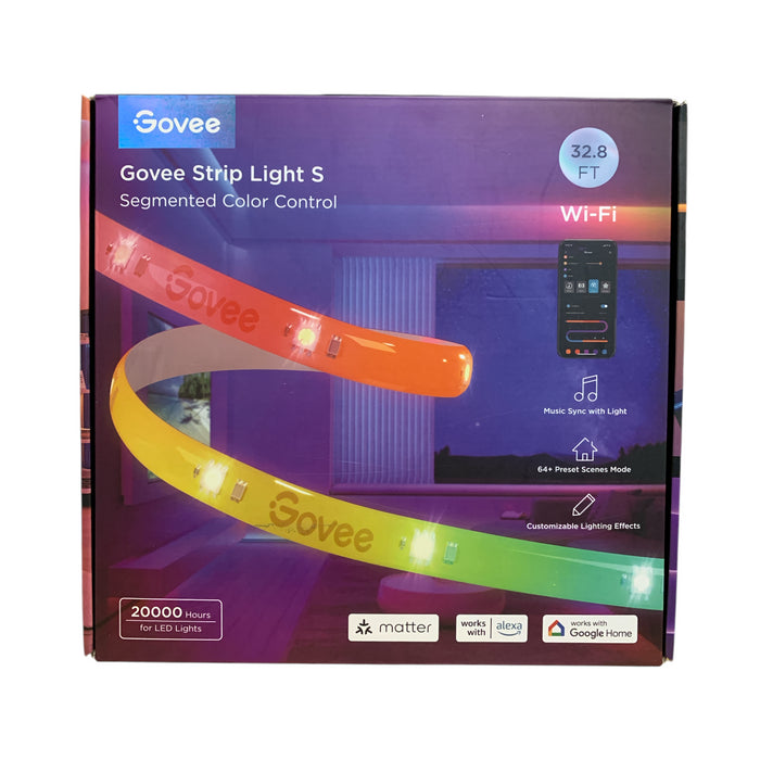 Govee Strip Light S, Segmented Color Control, 32.8ft., Customizable RGBICW Strip