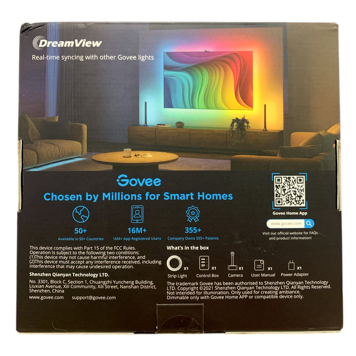 Govee Smart TV Backlight 3S, H6098, Color Sync 1080p Smart Camera, 55"-65" TVs