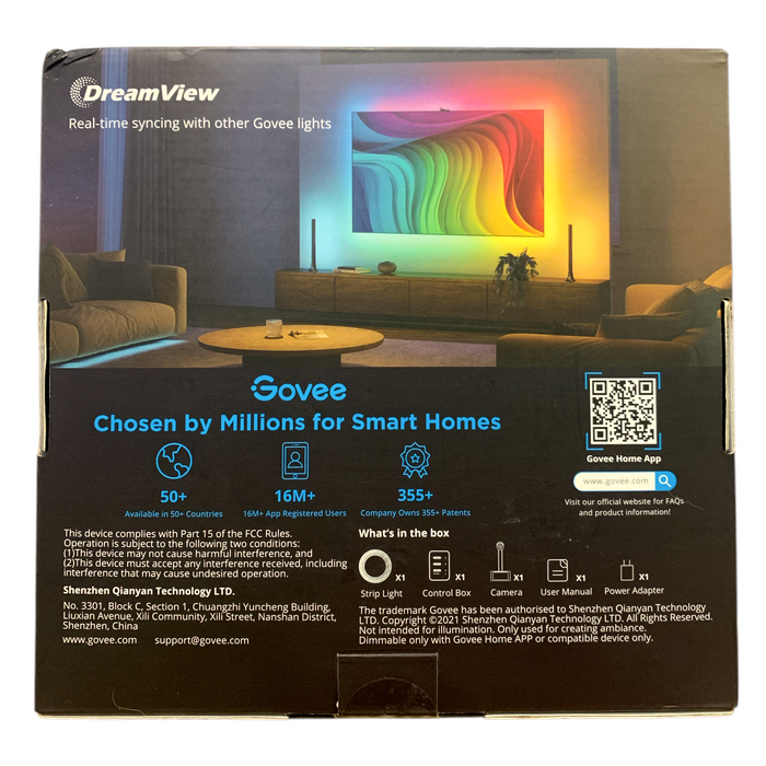 Govee Smart TV Backlight 3S, H6098, Color Sync 1080p Smart Camera, 55"-65" TVs