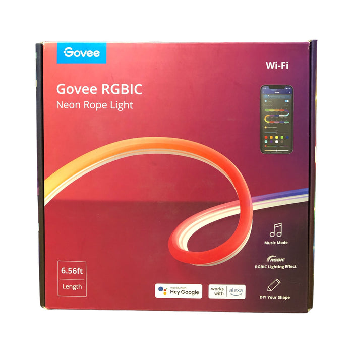 Govee RGBIC Neon Rope Light, 6.56ft Length, Wi-Fi Compatable with Music Mode