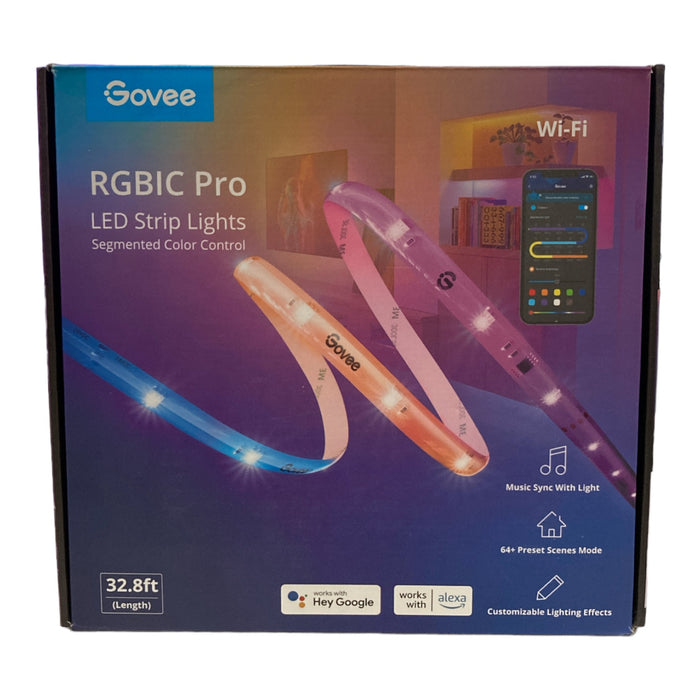 GOVEE 32.8ft Wi-Fi RGBIC LED Strip Light, Customizable with APP Control