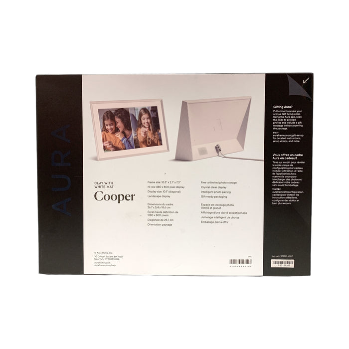 *Open Box* Aura AFSC23-MWHT Cooper Clay With White Mat Digital Picture Frame