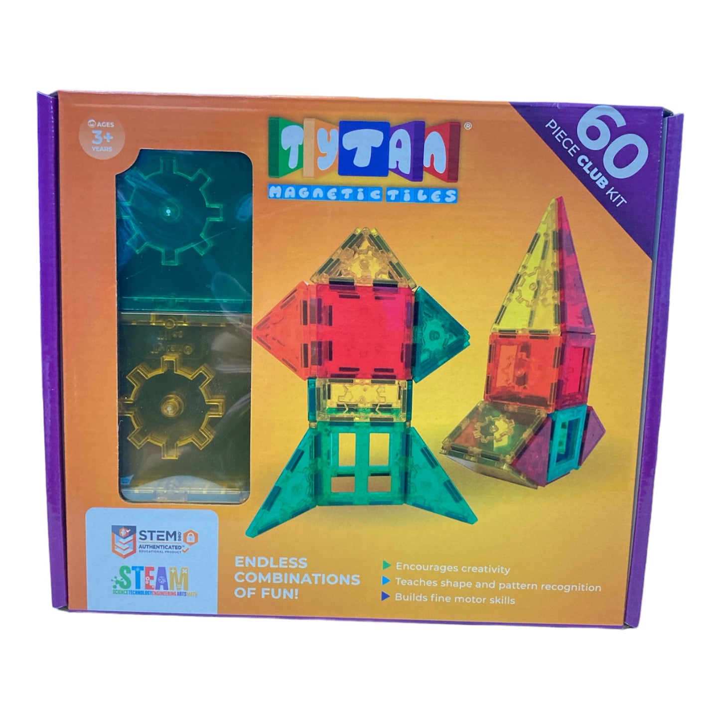 Tytan Magnetic Building Tiles for Kids with STEM Certification - 60 Pieces