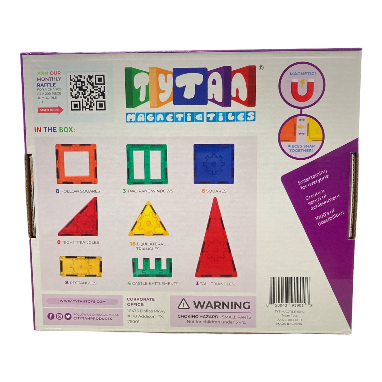 Tytan Magnetic Building Tiles for Kids with STEM Certification - 60 Pieces