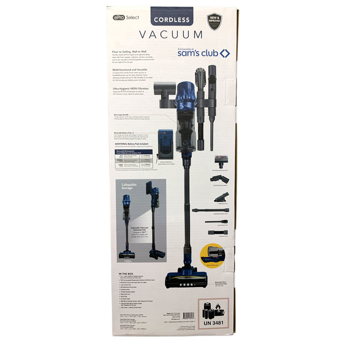 ePro Select Cordless Vacuum with Removable Battery, 6pc Tool Set, Midnight Blue