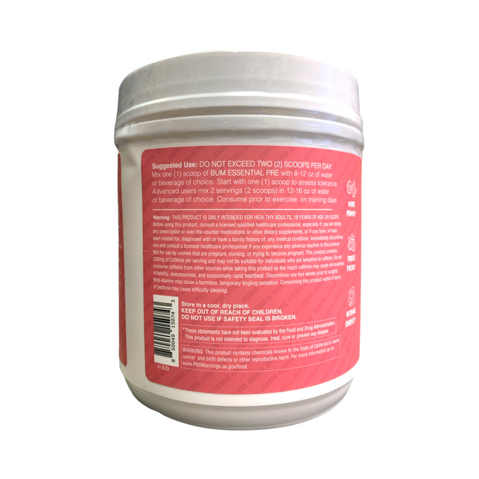 Raw Nutrition BUM Essential Pre-Workout Powder, Sour Watermelon, 28.57oz.