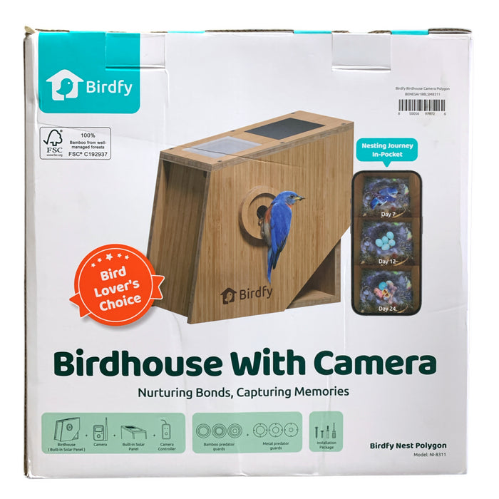 Birdfy Nest Polygon, Smart Birdhouse with Nesting Camera, NI-8311