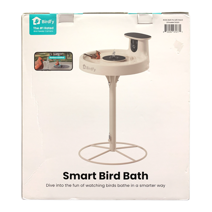 Birdfy Smart Bird Bath Pro with Stand, Solar-Powered with Fountain (Off-White)